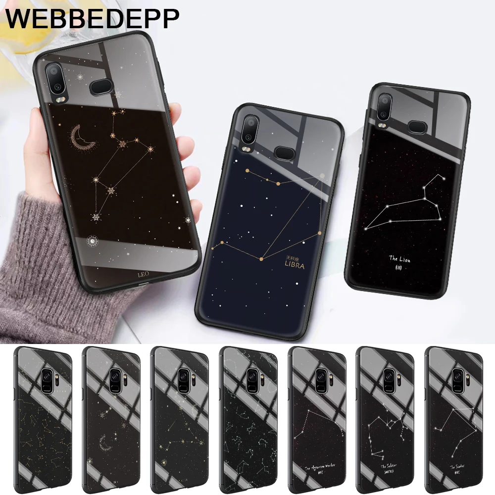 

12star sign Leo Libra Scorpio Glass Case for Samsung S7 Edge S8 S9 S10 Plus A10 A20 A30 A40 A50 A60 A70Note 8 9 10