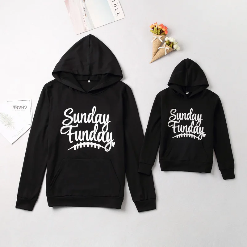 

Family Look Mommy and Daughter Matching Clothes Mother and Daughter Letter Hooded Parent-child Long Sleeve Family Clothes New