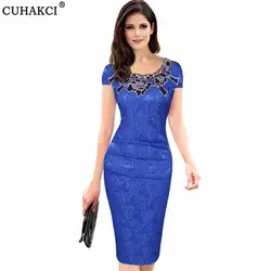 CUHAKCI XXX плюс размер женские летние платья пикантный облегающий платье для работы с коротким рукавом длиной до колена платье-карандаш