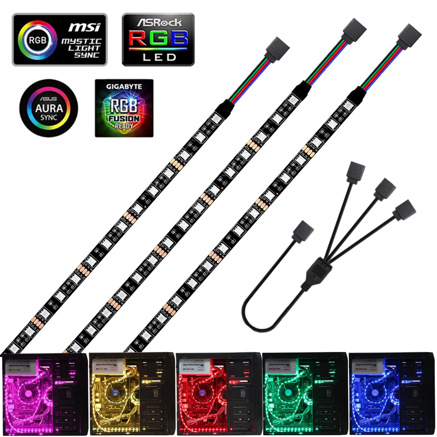 RGB Led Strip Light For 12V 4PIN Header (+12V G R B) 5050 PC Computer Case Decor Motherboard |