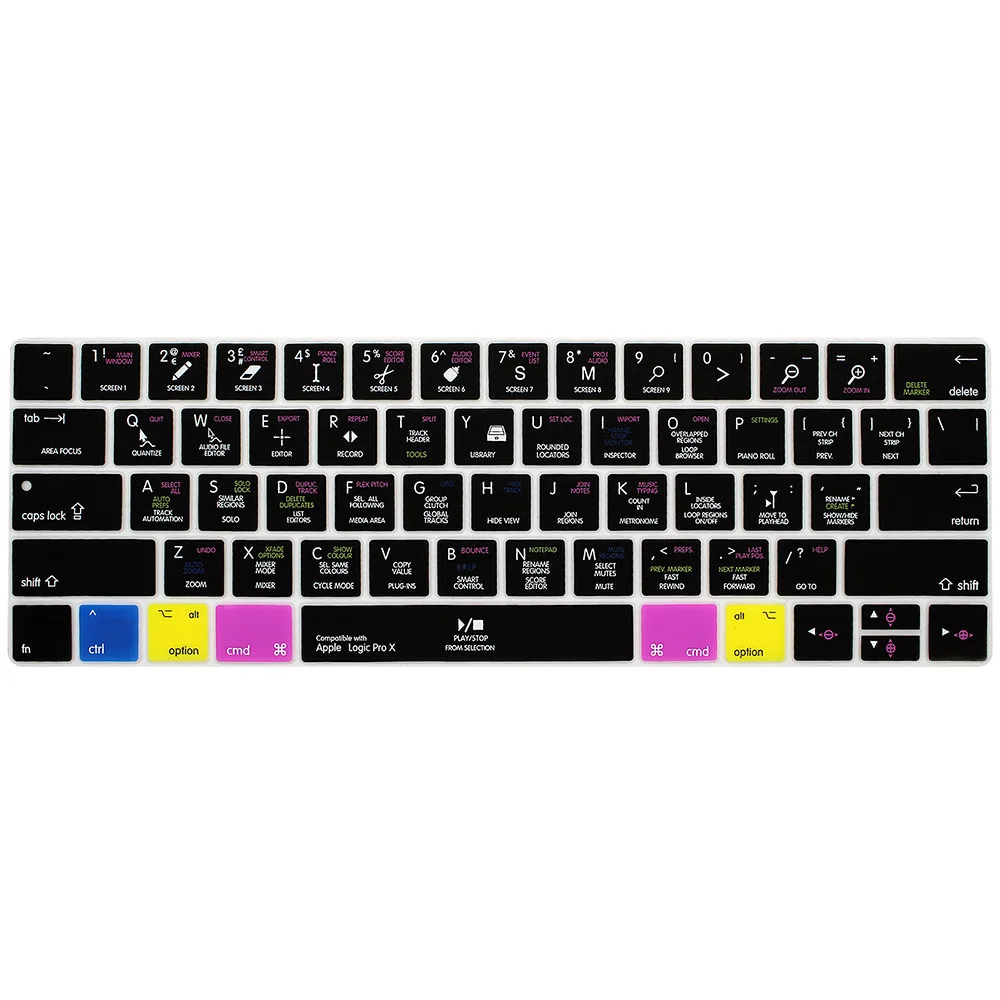 Logic Pro X горячий ярлык Клавиатура Обложка кожа Для iMac Mac book Air 13 15 планшетный ПК
