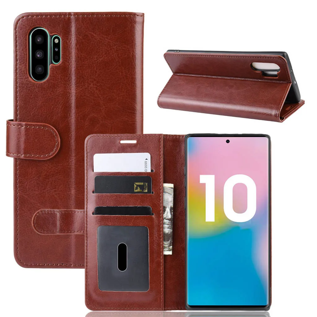 Для samsung Galaxy Note 10+ 6,8 дюймов из искусственной кожи многофункциональный карман для карт чехол для телефона флип слот для карт Стенд кожаный чехол