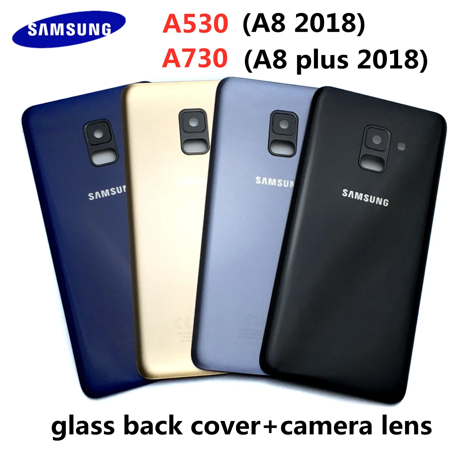 Для Samsung Galaxy A8 2018 A530 + plus A730 Крышка батарейного отсека задняя стеклянная крышка