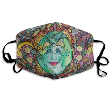 

CIGOCI Anti-Allergies Earloop Mouth Masks for Boys Girls Adults, Trippy Sun Moon Polyester Face and Nose Cover for Dust,