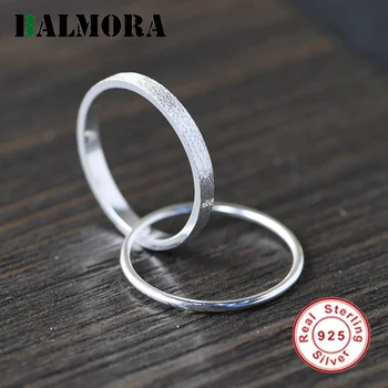 

BALMORA 100% Real 925 Sterling Silver Double Rings for Women Lady Girls Simple Stacking Finger Rings Daily Wear Jewelry Gifts