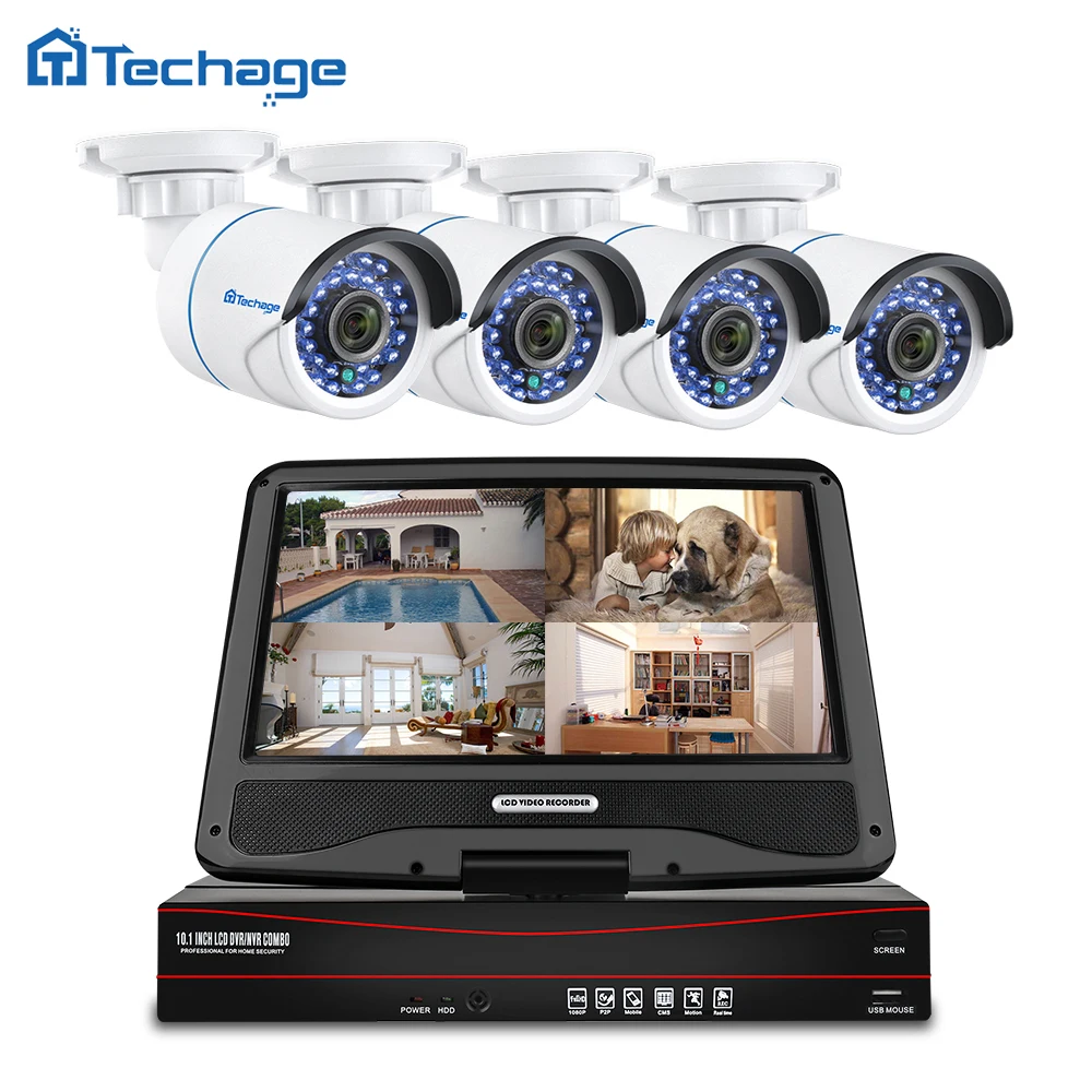 Techage 8CH 1080P LCD Screen-Monitor POE NVR Kit CCTV System 2MP HD Outdoor Sicherheit Audio IP Kamera P2P video Überwachung Set Techage 8CH 1080P LCD Screen-Monitor POE NVR Kit CCTV System 2MP HD Outdoor Sicherheit Audio IP Kamera P2P video Überwachung Set