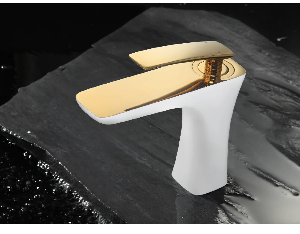 Хромированный/золотой белый кран для ванной комнаты, золотой кран для раковины, смеситель для раковины, латунный кран на бортике, кран для раковины