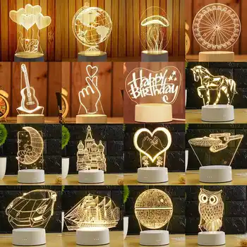 

3D Plaat Led Lamp Creatieve 3D Led Night Lights Novelty Illusion Night Lamp 3D Illusion Tafellamp Voor Thuis decoratieve