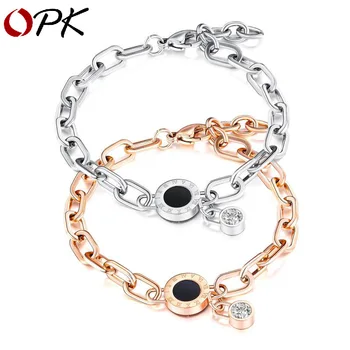

Opk European And American Source Of Goods Roman Digital Stainless Steel Diamond Jewelry Rose Gold Plated Titanium Women's