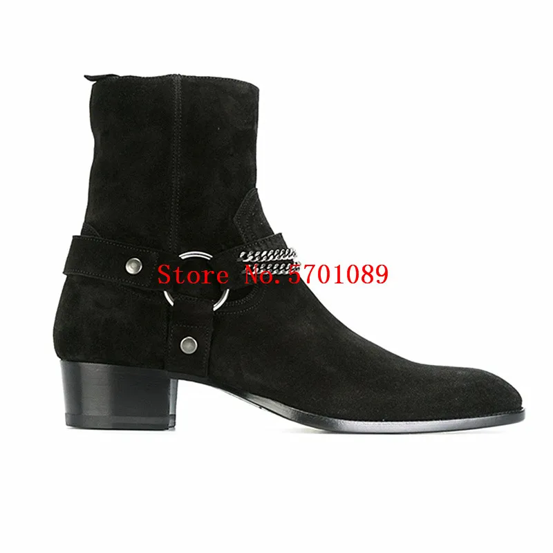 Classic Wyatt Harness Ankle Boots Men Shoes Handmade Wyatt Zip Buckle ...