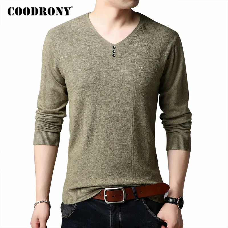 Мужской теплый пуловер на пуговицах с V образным вырезом|Джемперы |