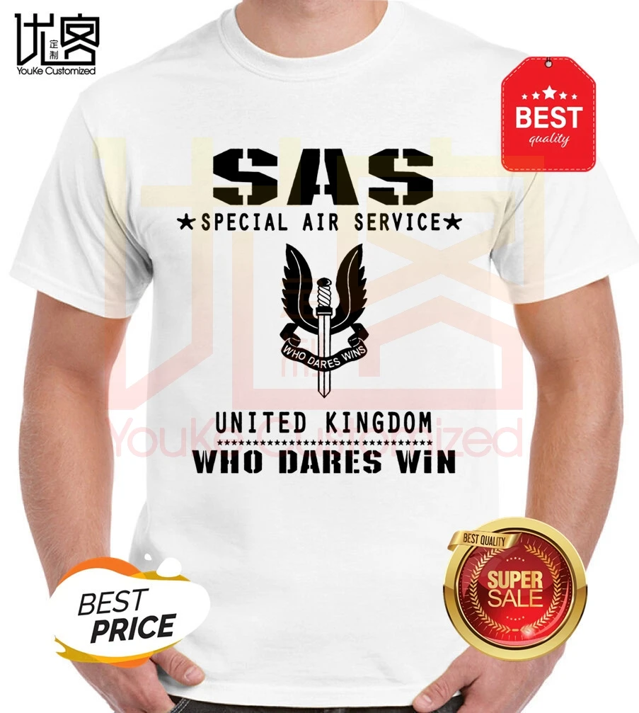100% хлопковая футболка для Для мужчин прохладный Topsbritish SAS специальный воздушный