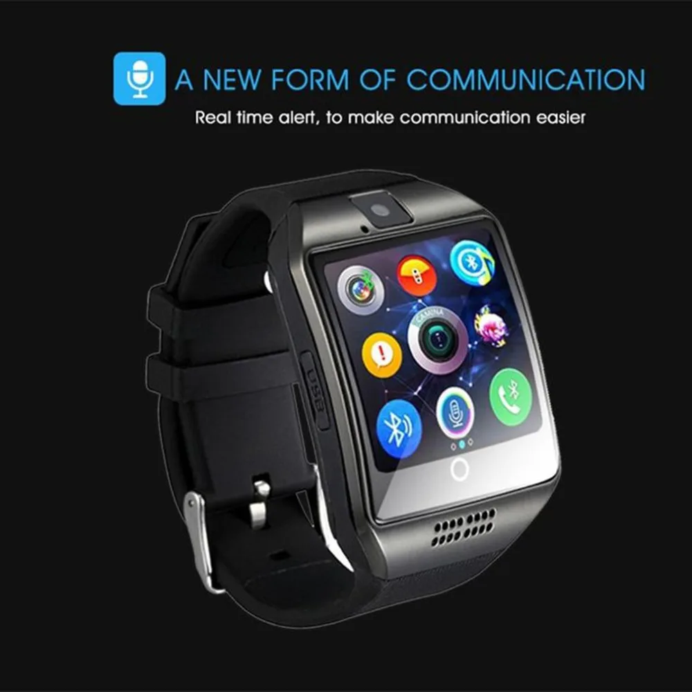 Bluetooth Смарт-часы для мужчин Q18 с сенсорным экраном большая батарея поддержка TF sim-карты камера для телефона Android