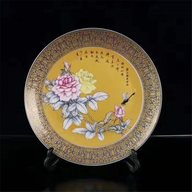 

Тарелка из китайского фарфора Фруктовая тарелка, картина, Цветочная тарелка, элегантная фарфоровая плитка в стиле Пномпень, украшение для дома, подарок