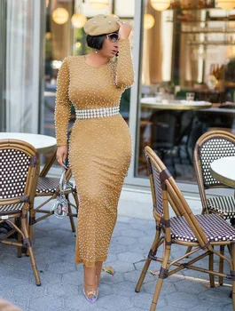 

Sexy Bodycon Women Party Dresses Long Sleeve Pullover Dot Diamond Autumn Sheath Elegant Maxi Dress Robe Longue Femme Long Dress