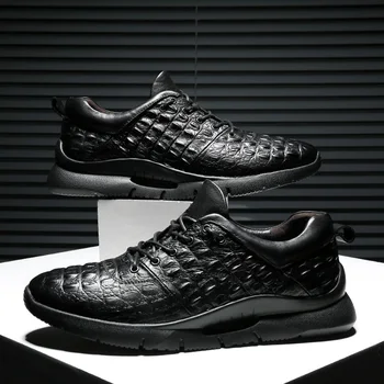 

Spring/Autumn Leather Shoes Men Black Mens Casual Original Shoes Luxury Brand Designer Casual Men Sneakers Rubber Flats Footwear