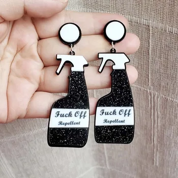 

2020 Funny Glittery Repellent Spray Bottle Earrings For Women Hiphop/Rock Acrylic Drop Earring