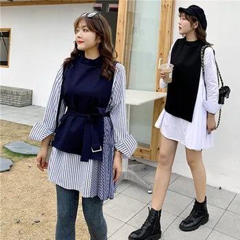 

Women's Pleated Suit Two Style 2020 Spring New Korean Version Two Pieces Womens Tops and Blouses Large Size XL-4XL Shirts