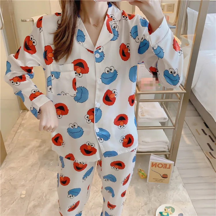 IVYYE Улица Сезам Аниме пижамы наборы с длинным рукавом пижамы костюм мультфильм домашняя женская одежда для сна теплые зимние подарки