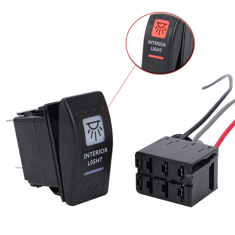 

MARINE ROCKER SWITCH INTERIOR LIGHT W/ AMBER/ORANGE LED BLACKLIGHT 12V FOR CAN AM MAVERICK X3 COMMANDERD UTV OFF-ROAD MOTORCYCLE