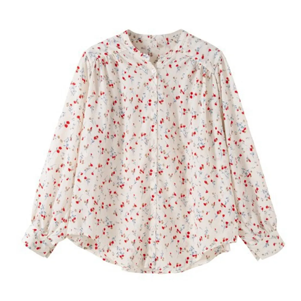 Bella philosophy 2020 Spring Women Long Sleeve loose Blouse Lady print V-Neck Shirts Female lantern sleeve casual streetshirts 4