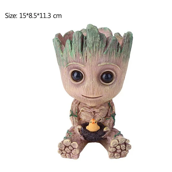 Groot-Bird-L Детский цветочный горшок Грут держатель для ручек растения Цветочный горшок фигурки настольные украшения сад миниатюрный Рождественский подарок детские игрушки - Цвет: Groot-Bird-L