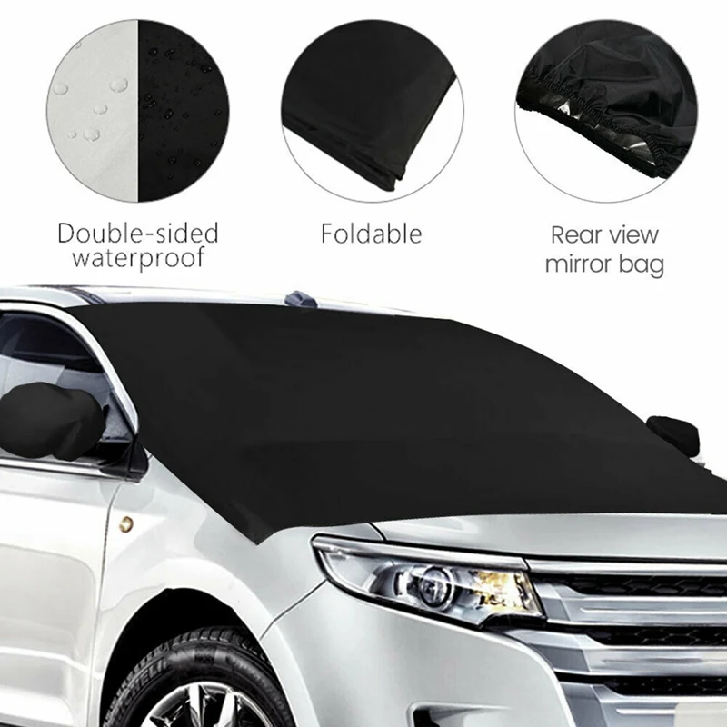 

Lcyonger Car Magnetic Windshield Snow Sunshade Cover 210*125cm Dual Sided Use Anti Ice Dust Waterproof Front Windscreen Cover