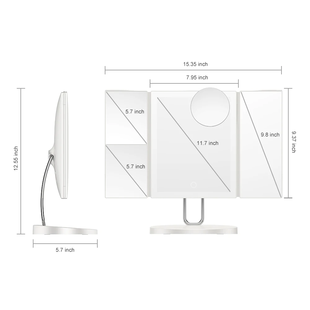 TOUCHBeauty зеркало для макияжа, 1X 2X 3X 7X увеличительное зеркало, косметическое зеркало с сенсорным выключателем, 34 светодиодный светильник трехкратное зеркало