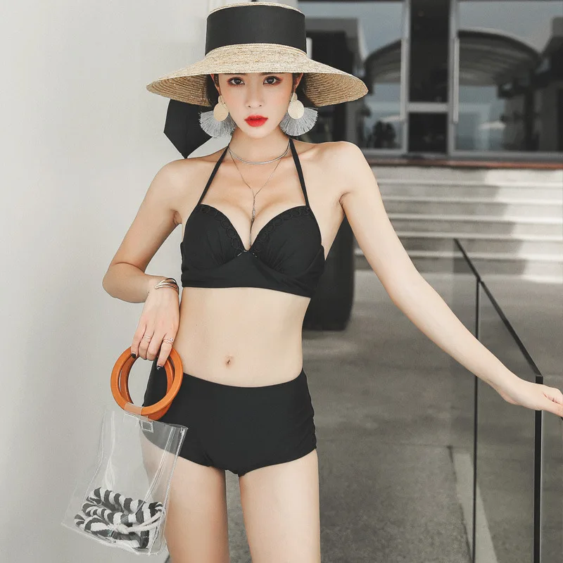 

Esowell New Style Bathing Suit Fashion Sexy Underwire Bikini Skirt Boxer Three-piece Set Bathing Suit 904