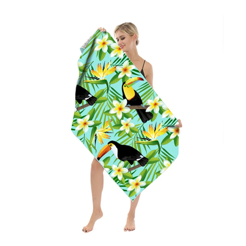 2079 Beach Travel Towels Quick Dry Absorbent Lightweight Sand Free Beach Blanket with Zipper Bag for Sunbathing Camping Sports - Цвет: 2079