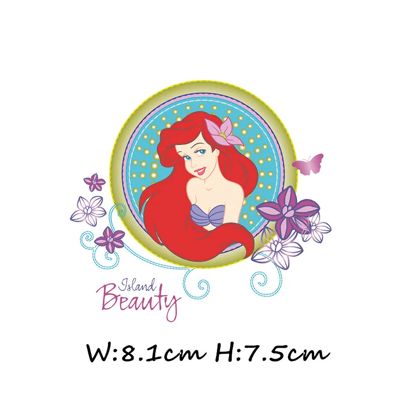1 шт. мультяшная красавица принцесса-Русалочка Ариэль железо на заплатках одежда теплопередачи наклейки моющаяся аппликация «сделай сам» значки - Цвет: Прозрачный