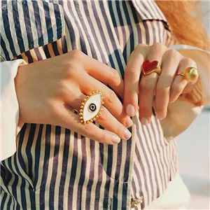 AOMU Boho минималистичный Прекрасный Сердце полые кольца от сглаза для женщин Золото Серебро Цвет Сглаза Палец Кольцо Ювелирный Набор