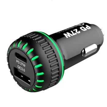 

Car Charger with Dual Ports USB-A & Type C PD 27W 5A for Phones