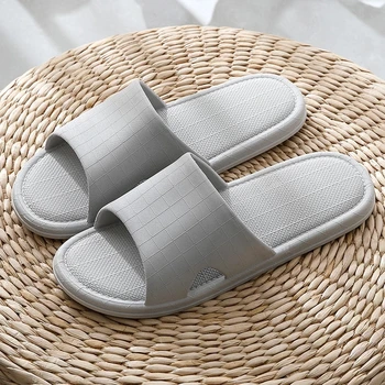 

ASIFN Slippers Men Summer Bathroom Flip Flops Solid Simple Home Wear-resistant Women's Slides Non-slip Household Soft-soled