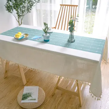 

Table Cover Rustic Style Tablecloth Home Restaurant Dining Table Coffee Desk Grid Design Table Cover Kitchen Decor Supplies