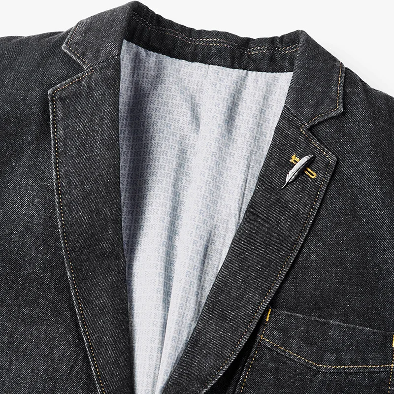 M-4XL Denim Blazer Men Jacket Cotton Autumn Spring Fashion Male Clothes Slim Fit Business Jean Coats Men Casual Suits  MY189 4