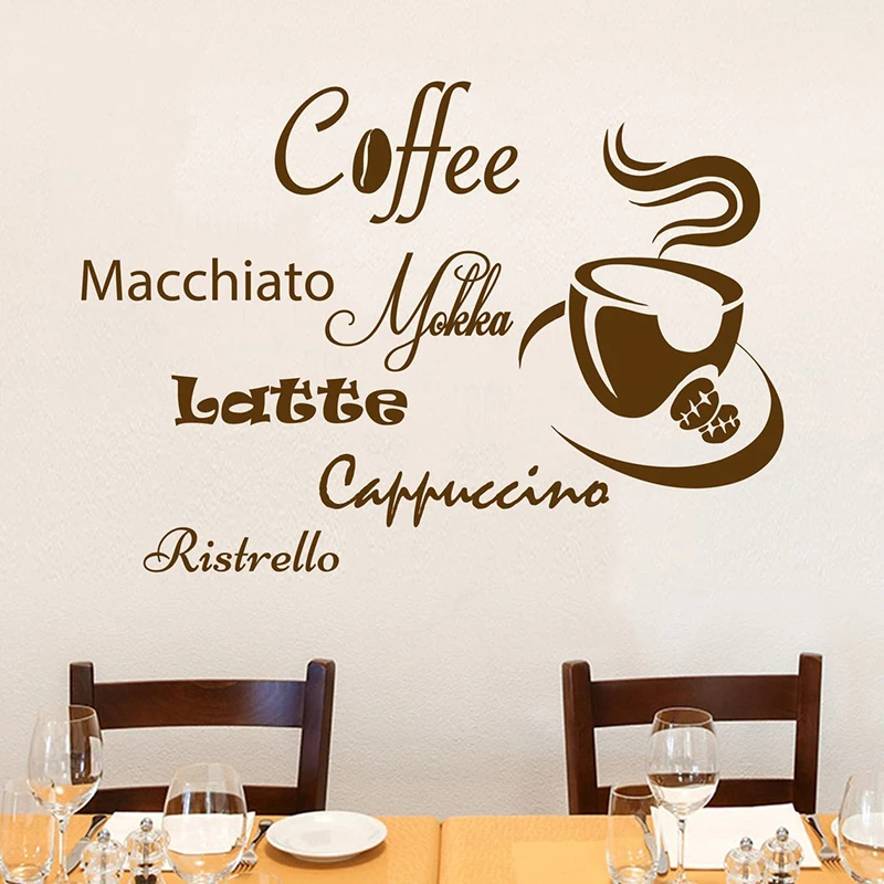 

Coffee House Cafe Shop Sign Word Wall Sticker Vinyl Art Interior Design Kitchen Decoration Wallpaper Window Decal Removable S250