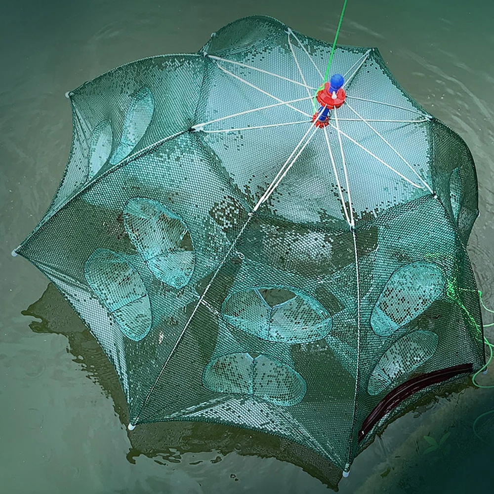 4-28 Holes Automatic Fishing Net Nylon Foldable Catch Fish Trap Nets For Fish Shrimp Minnows Crab Cast Mesh Fishing Network Tool fishing net fishing traps