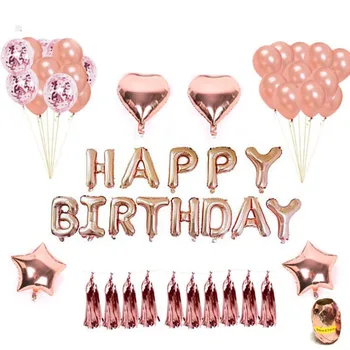 

AVEBIEN Rose Gold Letters HAPPY BIRTHDAY Foil Balloons Golden Rose Gold Children Birthday Party Letter Balloons Baby Party Decor