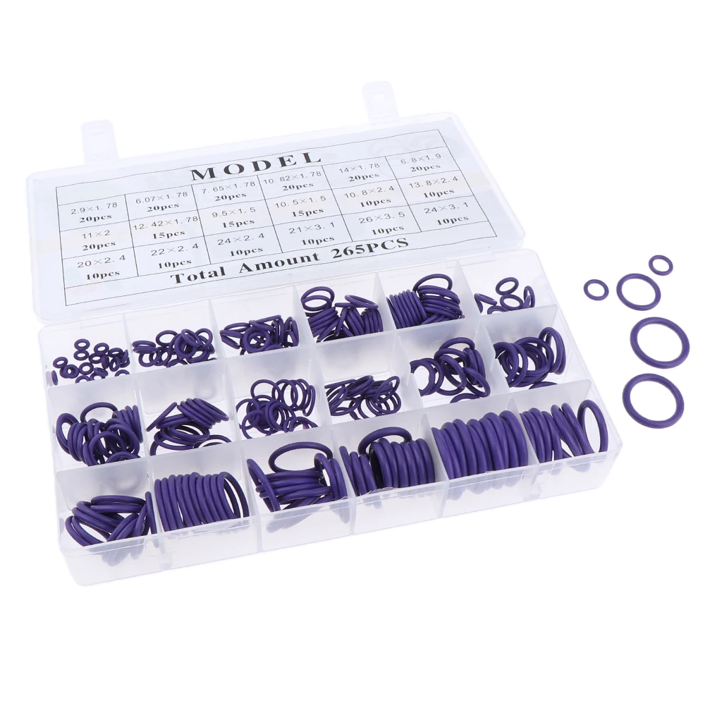 O-Ring Rubber Assortment Kit Set With Holder Case Metric 265 Pieces Variety Pack