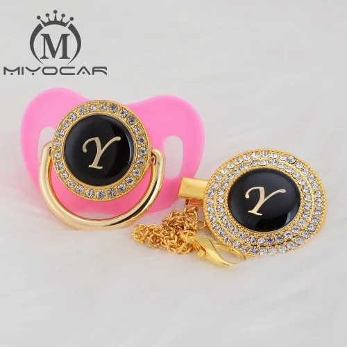 LY-3 0-6M BLING name Initial letter Y elegant silver bling pacifier and pacifier clip BPA free dummy bling unique design SGS pass LY - Цвет: LY-3 0-6M