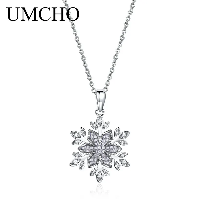 UMCHO 925 пробы, серебряные ювелирные изделия для женщин, подарки, вечерние, рождественские подарки, серебряное ожерелье и подвеска, хорошее ювелирное изделие - Цвет камня: Белый