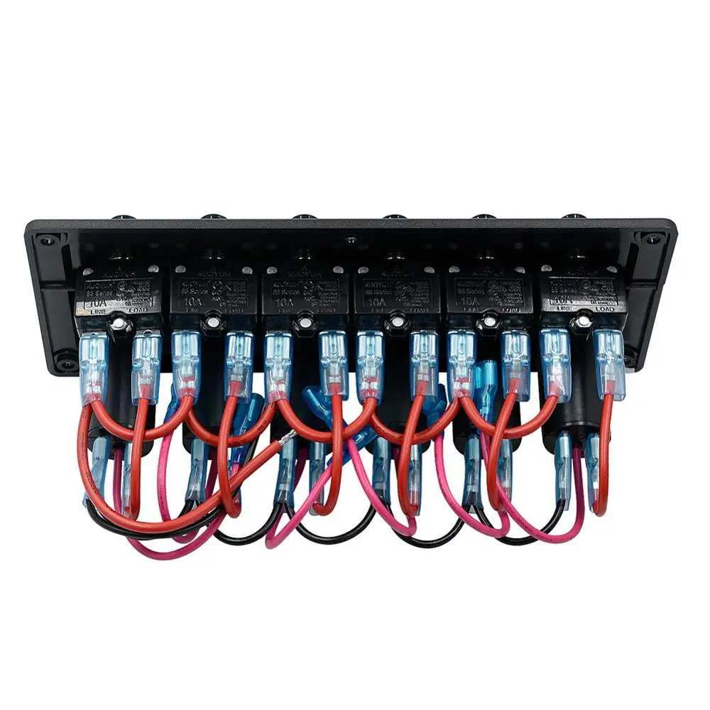 4/6/8 Gang Лодка автомобилей переключатель Панель 12~ 24V автомат защити цепи кулисный переключатель одним касанием Панель автомобильные аксессуары с синим светильник