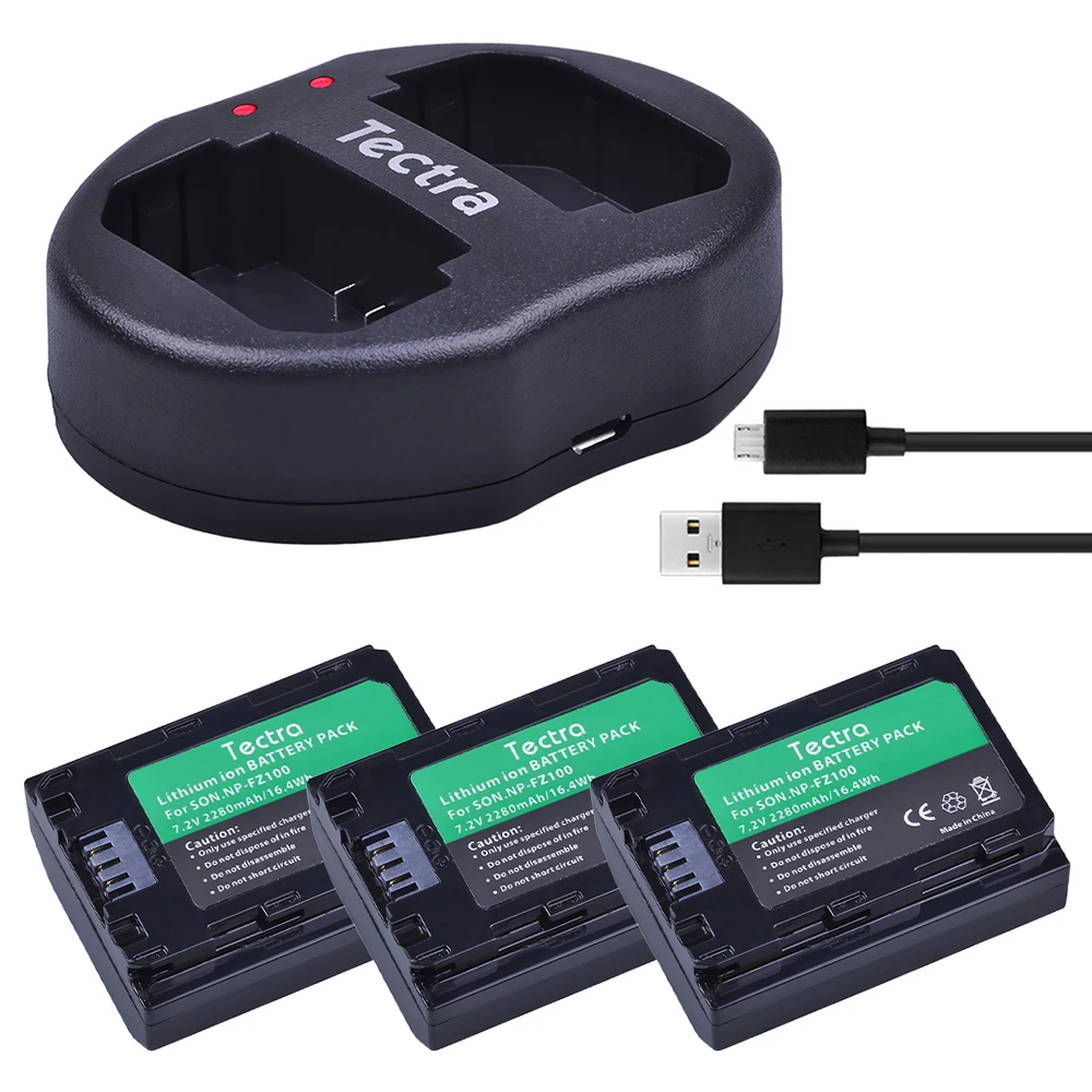 2280Mah Np-Fz100 Npfz100 Liion Batteria + Caricatore Doppio Usb Per Sony Np-Fz100,Bc-Qz1,Sony A9,Alpha 9,A7R Iii,A7 Iii,A6600,A7R3