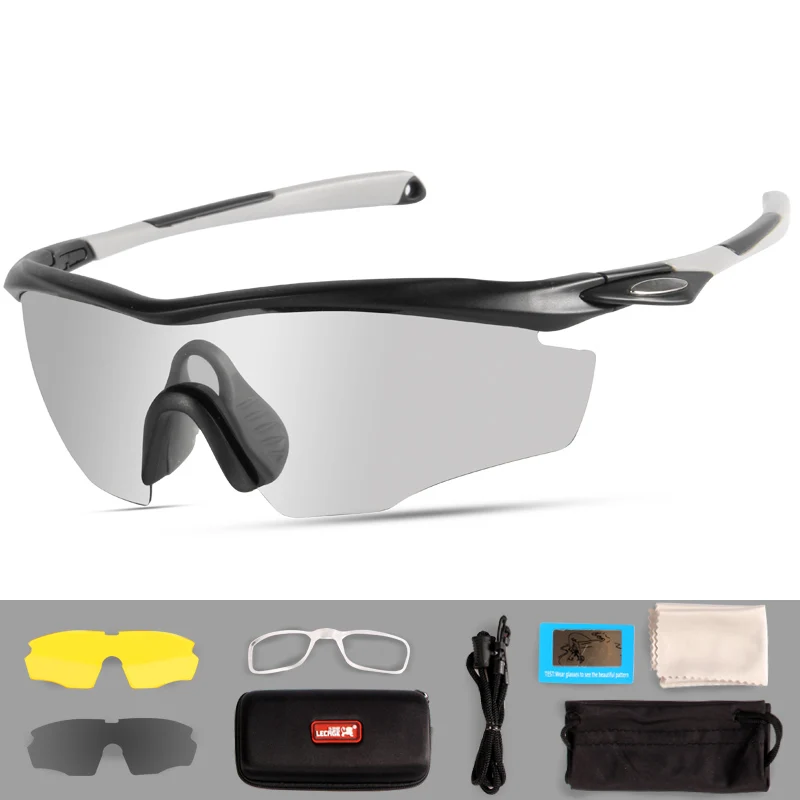 LECAGE велосипедные очки oculos ciclismo солнцезащитные очки для мужчин и женщин анти-УФ уличные велосипедные очки Защита 1 рамка с 3 линзами - Цвет: matte black