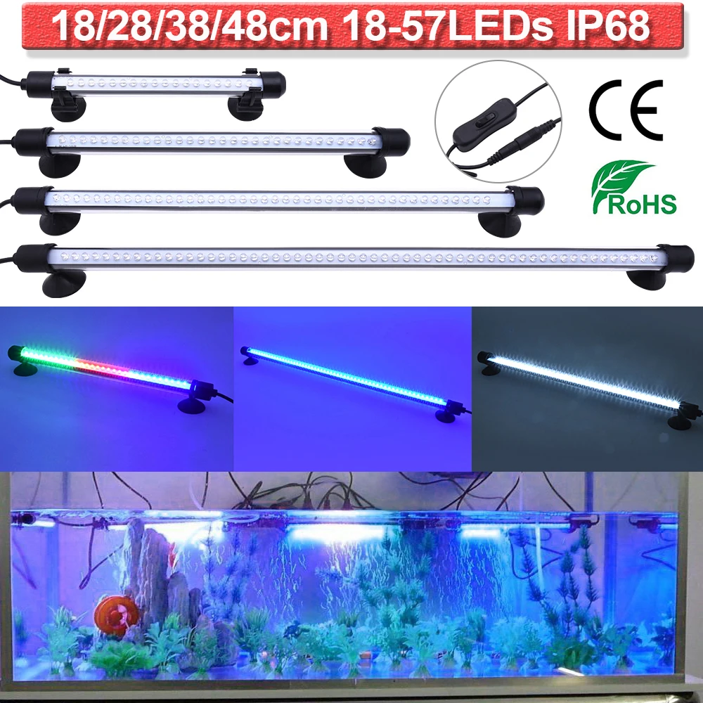 Светодиодная лампа для аквариума, лампа для подводного освещения, башня светильник, белый, синий, RGB цвета, IP68, водонепроницаемый, 18-48 см/7-19 дюймов, AU Plug D30