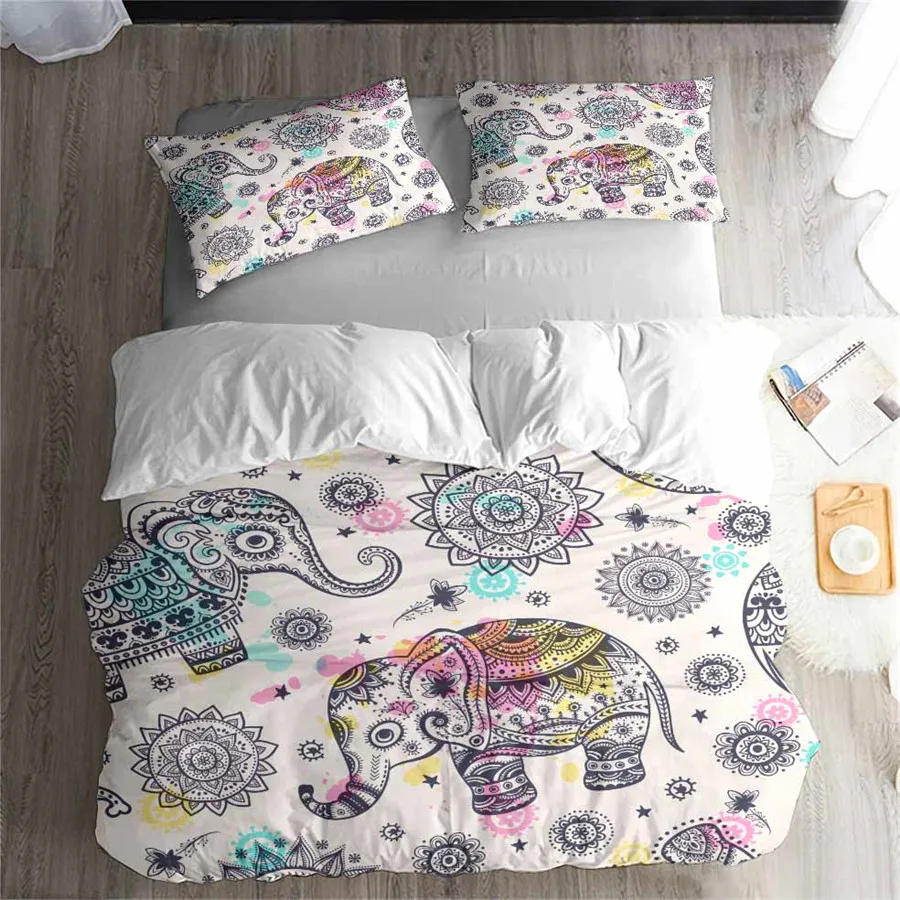 HELENGILI 3D Bedding Set Elephant Print Duvet cover set lifelike