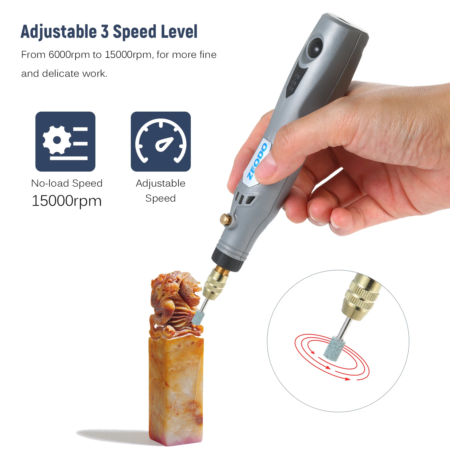 15000RPM 3 Speeds Mini Hand Portable USB Handheld Electric Drill Grinding  Home