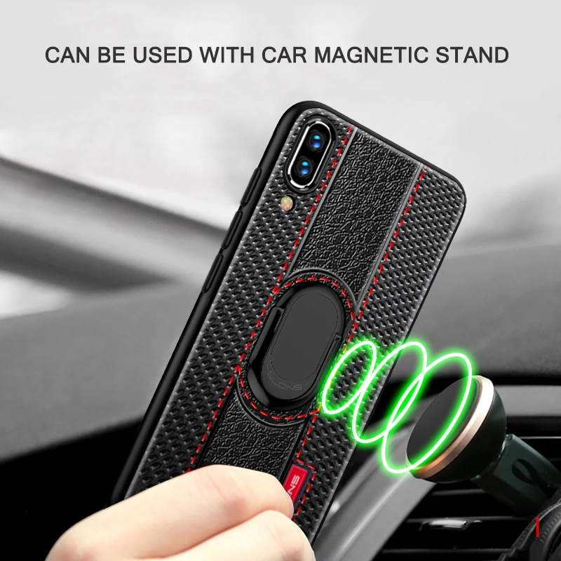 Автомобильное магнитное крепление для телефона Крышка для Vivo Y81 V11 Pro V15 Y91C Y91 iQOO Neo ТПУ чехол для телефона с кольцо противоударный чехол для Vivo Nex S