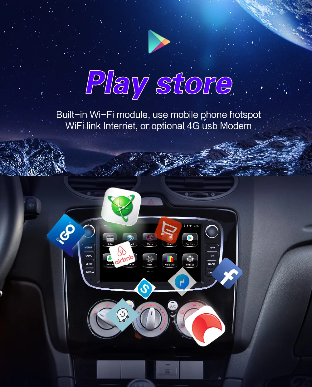 Для Ford Focus S-Max Mondeo 9 Автомагнитола Android 8,1 мультимедийный плеер 2 Din навигация WiFi FM RDS DAB tv для Ford Galaxy YC-Max